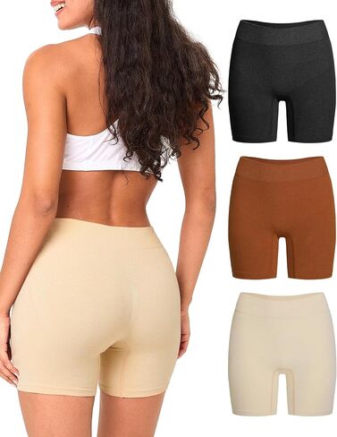 BAMBOO COOL Womens Boy Shorts Underwear Slight Tummy Control High Waisted Full Coverage Soft Postpartum Panties 3 Pack in Kuwait
