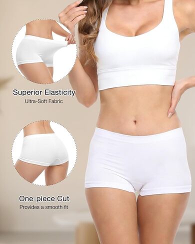 Seamless Boy Shorts Underwear for Women, 5-Pack No Show Invisible Panties, Soft Stretchy Full Coverage Boxer Briefs in Saudi Arabia