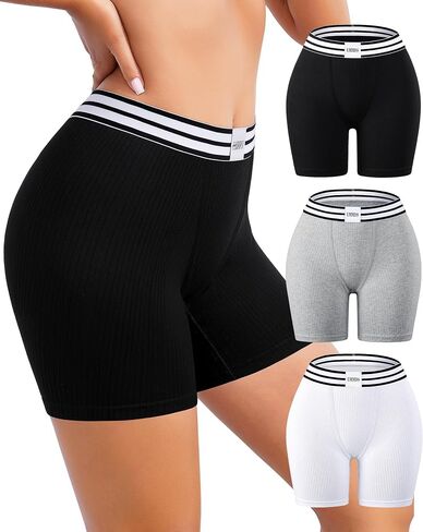 UMMISS Boy Shorts Underwear for Women Cotton Boxer Briefs High Waisted Anti Chafing Ladies Boyshort Panties 3 Pack in Saudi Arabia