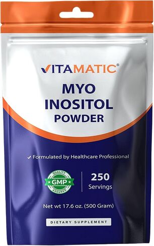 Vitamatic Myo-Inositol Powder 2000 mg per Serving | 500 g (250 Servings) | Pure Powder | No Sugar | No Fillers | Non-GMO | Dietary Supplement in Kuwait
