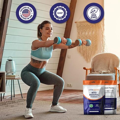 Vitamatic Myo-Inositol Powder 2000 mg per Serving | 500 g (250 Servings) | Pure Powder | No Sugar | No Fillers | Non-GMO | Dietary Supplement in Kuwait