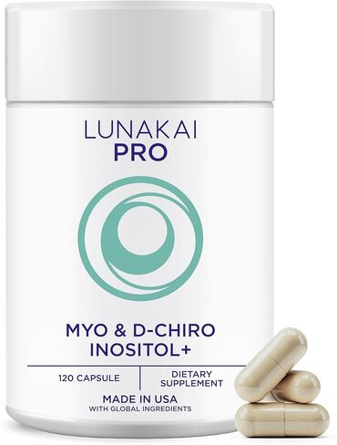 Lunakai PRO - Clinically Studied USA Made Myo-Inositol & D-Chiro Inositol Supplement for Women - 40:1 Ratio 4000mg with CoQ10 Folate & Vitamin D3 - Daily Hormone Balance & Ovarian Support - 120ct in Kuwait