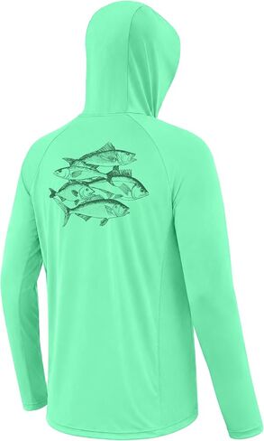 Men's UPF 50+ Long Sleeve Fishing Hoodie, UV Protection Sun Shirt with Hood Mask, Hooded Graphic Shirts for Outdoor in Kuwait
