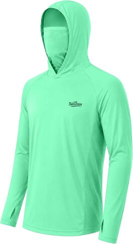 Men's UPF 50+ Long Sleeve Fishing Hoodie, UV Protection Sun Shirt with Hood Mask, Hooded Graphic Shirts for Outdoor in Saudi Arabia
