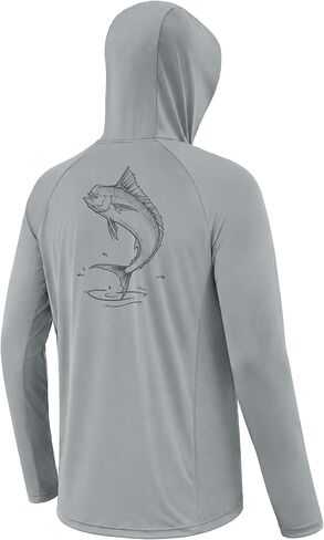 Men's UPF 50+ Long Sleeve Fishing Hoodie, UV Protection Sun Shirt with Hood Mask, Hooded Graphic Shirts for Outdoor in Saudi Arabia