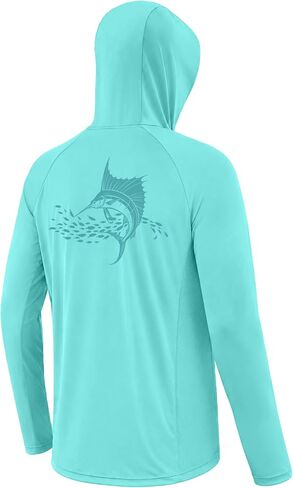 Men's UPF 50+ Long Sleeve Fishing Hoodie, UV Protection Sun Shirt with Hood Mask, Hooded Graphic Shirts for Outdoor in Saudi Arabia