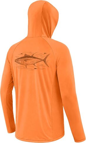 Men's UPF 50+ Long Sleeve Fishing Hoodie, UV Protection Sun Shirt with Hood Mask, Hooded Graphic Shirts for Outdoor in Saudi Arabia