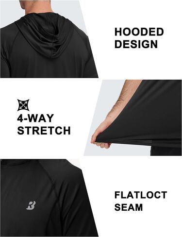 Roadbox Men's Short Sleeve Hoodie, Lightweight Workout Hooded T Shirts, UPF 50+ Quick Dry Athletic Gym Running Sweatshirt in Kuwait