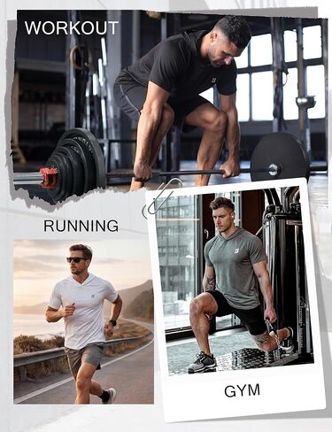 Roadbox Men's Short Sleeve Hoodie, Lightweight Workout Hooded T Shirts, UPF 50+ Quick Dry Athletic Gym Running Sweatshirt in Kuwait
