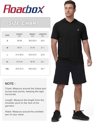 Roadbox Men's Short Sleeve Hoodie, Lightweight Workout Hooded T Shirts, UPF 50+ Quick Dry Athletic Gym Running Sweatshirt in Kuwait