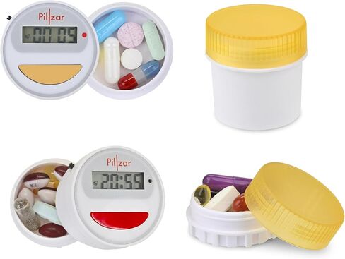 Portable Medication Reminder System with Two Timer Caps – Compact Organizer for Pills, Vitamins & Supplements for Travel or Home Use. in Saudi Arabia
