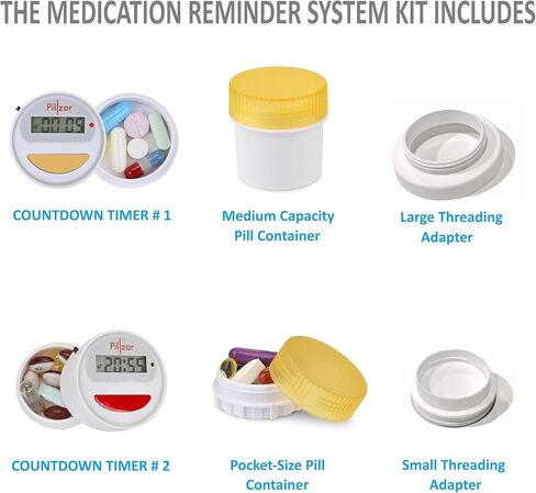 Portable Medication Reminder System with Two Timer Caps – Compact Organizer for Pills, Vitamins & Supplements for Travel or Home Use. in Saudi Arabia