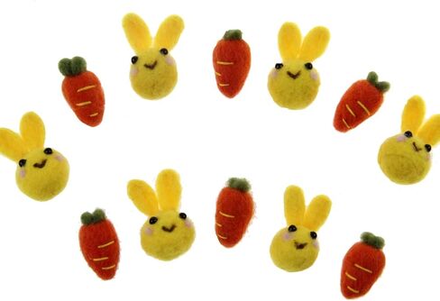 Zasy Handmade Easter Ornament Wool Felt Carrots Bunny (45mm Carrot) in Kuwait