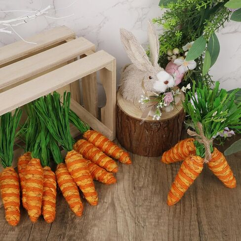DR.DUDU Easter Decorations 12 Pcs Carrot Ornament, Sisal Jute Fabric Artificial Decor for Spring Crafts, Fireplace, Home, Kitchen Party Supplies in Saudi Arabia