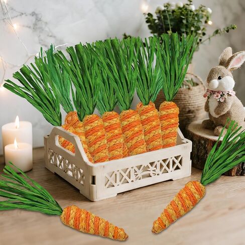 DR.DUDU Easter Decorations 12 Pcs Carrot Ornament, Sisal Jute Fabric Artificial Decor for Spring Crafts, Fireplace, Home, Kitchen Party Supplies in Saudi Arabia