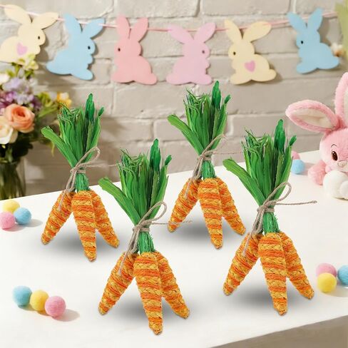 DR.DUDU Easter Decorations 12 Pcs Carrot Ornament, Sisal Jute Fabric Artificial Decor for Spring Crafts, Fireplace, Home, Kitchen Party Supplies in Saudi Arabia