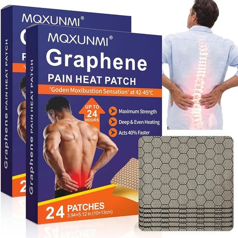 Graphene Pain Heat Patches, 24Pcs Self-Adhesive Ultra Strength Pain Patches, Long Lasting Constant Warmth, Natural Warm Patches for Back Neck Knee Shoulder Joint Muscle Stiffness in Saudi Arabia