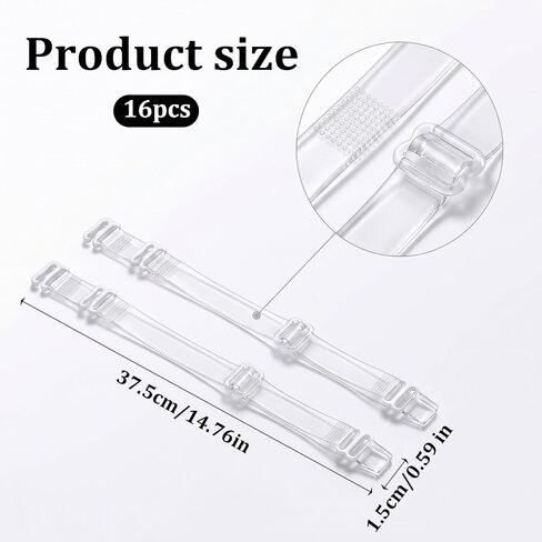 8 Pair Clear Bra Straps for Women, Adjustable Transparent Bra Straps for Dress, Soft Replacement Invisible Non-slip Clear Adjustable Bra Straps for Women in Kuwait
