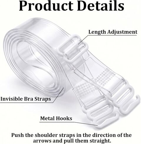 8 Pair Clear Bra Straps for Women, Adjustable Transparent Bra Straps for Dress, Soft Replacement Invisible Non-slip Clear Adjustable Bra Straps for Women in Kuwait