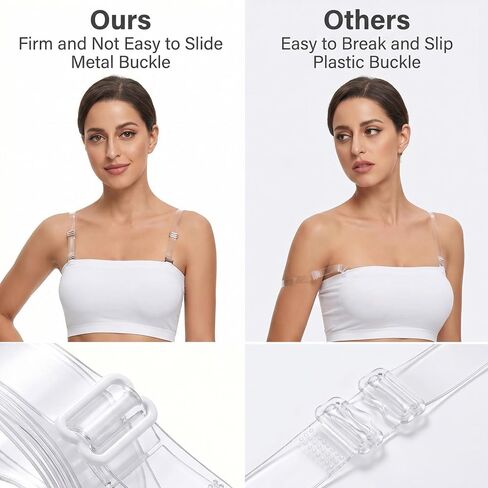 8 Pair Clear Bra Straps for Women, Adjustable Transparent Bra Straps for Dress, Soft Replacement Invisible Non-slip Clear Adjustable Bra Straps for Women in Kuwait
