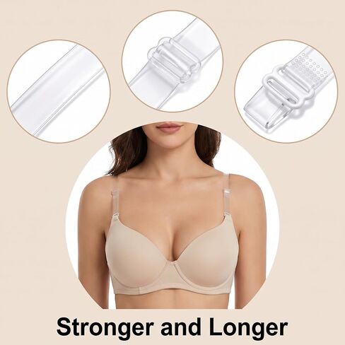 8 Pair Clear Bra Straps for Women, Adjustable Transparent Bra Straps for Dress, Soft Replacement Invisible Non-slip Clear Adjustable Bra Straps for Women in Kuwait
