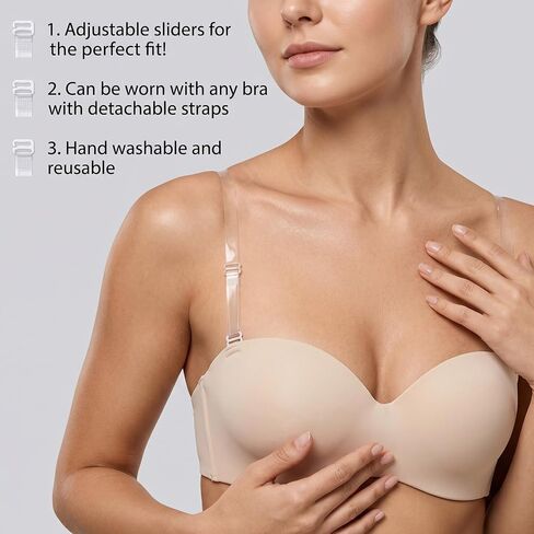 8 Pair Clear Bra Straps for Women, Adjustable Transparent Bra Straps for Dress, Soft Replacement Invisible Non-slip Clear Adjustable Bra Straps for Women in Kuwait