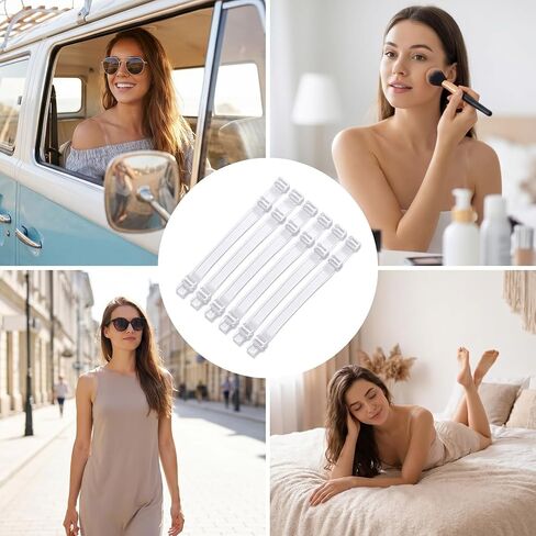 8 Pair Clear Bra Straps for Women, Adjustable Transparent Bra Straps for Dress, Soft Replacement Invisible Non-slip Clear Adjustable Bra Straps for Women in Kuwait