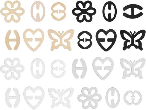 24 Pcs Bra Strap Clips for Racerback, Bra Clips to Make Racerback, Anti-Slip Buckles Conceal Straps, Strap Holders for Slipping Women Accessories Black, White in Saudi Arabia
