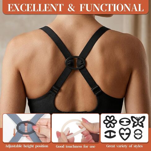 24 Pcs Bra Strap Clips for Racerback, Bra Clips to Make Racerback, Anti-Slip Buckles Conceal Straps, Strap Holders for Slipping Women Accessories Black, White in Saudi Arabia