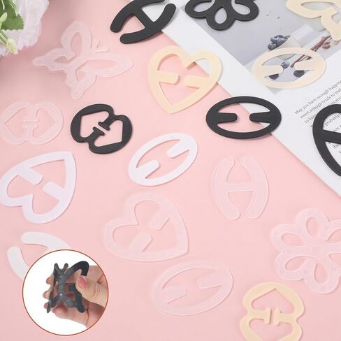 24 Pcs Bra Strap Clips for Racerback, Bra Clips to Make Racerback, Anti-Slip Buckles Conceal Straps, Strap Holders for Slipping Women Accessories Black, White in Saudi Arabia