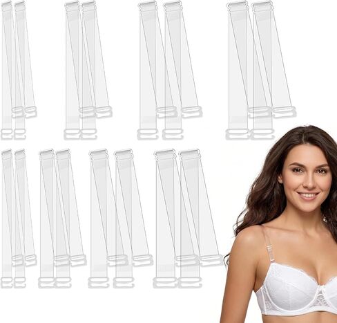 12 Pairs Clear Bra Strap Adjustable Invisible Bra Straps Non-Slip Transparent Clear Strap for Bras Shoulder Strapless Bras Ballet Dance in Kuwait