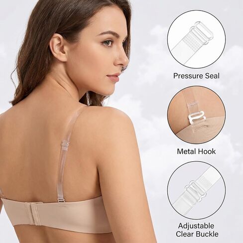 12 Pairs Clear Bra Strap Adjustable Invisible Bra Straps Non-Slip Transparent Clear Strap for Bras Shoulder Strapless Bras Ballet Dance in Kuwait