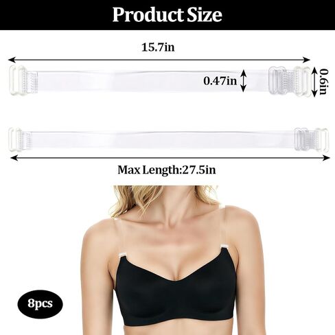 Clear Bra Straps,Invisible Non-Slip Adjustable Bra Straps for Strapless Bra,Invisible Bra Straps Replacement in Kuwait