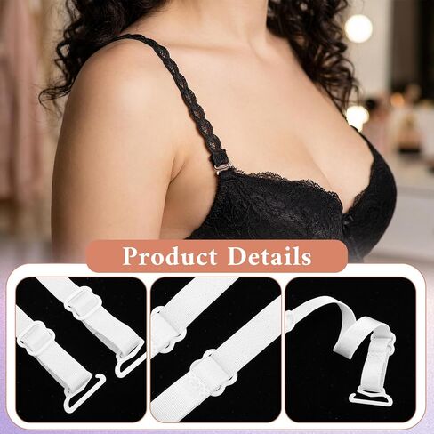 3 Pairs Lace Bra Straps Replacement, Adjustable Dress Straps for Women Elastic Lace Bra Strap for Slipping Prevention Decorative Floral Non-Slip Lingerie Strap (White, Beige, Black) in Kuwait