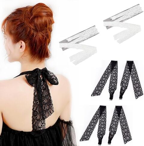 4Pairs Lace Halter Neck Bra Straps Wide Hook Replacement Swimsuit Decorative Self Tie-Knot Detachable Spare Bra Straps for Women Girls (2Pairs Black + 2Pairs White) in Saudi Arabia
