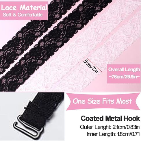 4Pairs Lace Halter Neck Bra Straps Wide Hook Replacement Swimsuit Decorative Self Tie-Knot Detachable Spare Bra Straps for Women Girls (2Pairs Black + 2Pairs White) in Saudi Arabia
