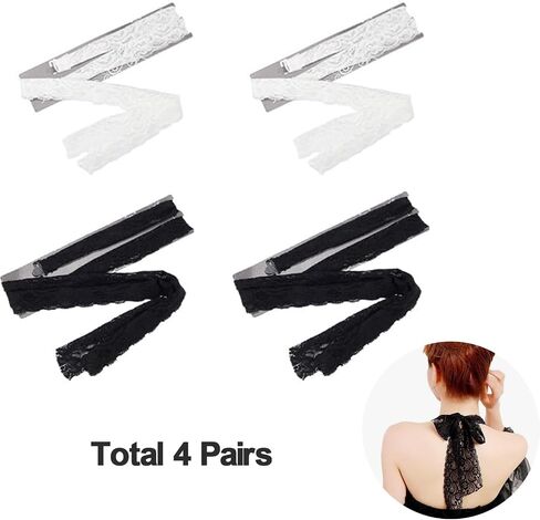 4Pairs Lace Halter Neck Bra Straps Wide Hook Replacement Swimsuit Decorative Self Tie-Knot Detachable Spare Bra Straps for Women Girls (2Pairs Black + 2Pairs White) in Saudi Arabia