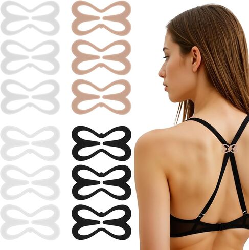 12Pcs Bra Strap Holders for Slipping, Bra Strap Clips, Bras Straps Holder Clips for Racerback Straps Holders for Slipping, Adjustable Bras Converter to Racerback (Black, Beige, White, Clear) in Kuwait