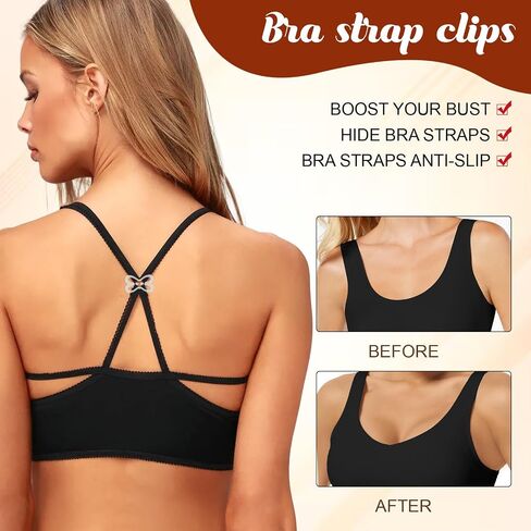 12Pcs Bra Strap Holders for Slipping, Bra Strap Clips, Bras Straps Holder Clips for Racerback Straps Holders for Slipping, Adjustable Bras Converter to Racerback (Black, Beige, White, Clear) in Kuwait