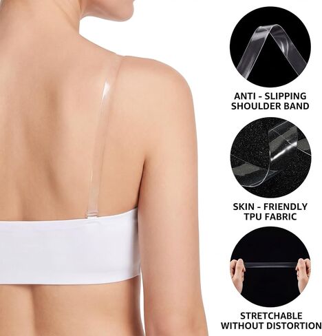 5 Pairs Clear Bra Straps for Women, Invisible Clear Bra Straps Transparent Strap Bras for Women Non-Slip Shoulder Strap for Strapless Dress Make Racerback in Kuwait