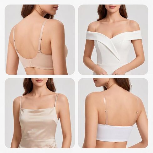 5 Pairs Clear Bra Straps for Women, Invisible Clear Bra Straps Transparent Strap Bras for Women Non-Slip Shoulder Strap for Strapless Dress Make Racerback in Kuwait