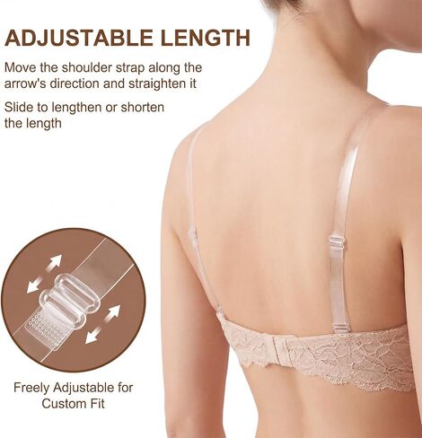 5 Pairs Clear Bra Straps for Women, Invisible Clear Bra Straps Transparent Strap Bras for Women Non-Slip Shoulder Strap for Strapless Dress Make Racerback in Kuwait