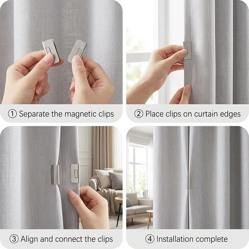 6 PCS Magnetic Curtain Clips, Strong Magnetic Curtain Clips for Hanging Curtains, No-Drill Design for Home and Office Use in Saudi Arabia