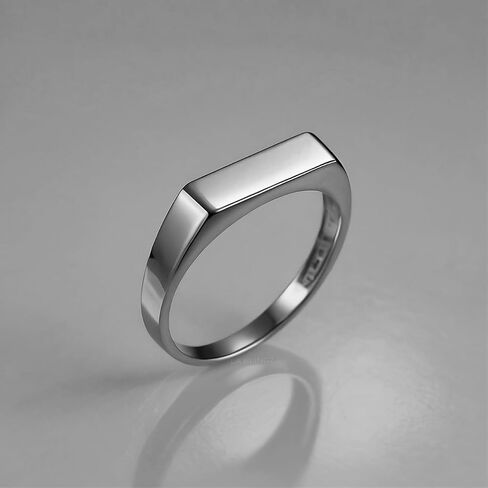 LA BLINGZ Sterling Silver Stackable Rectangle Bar Signet Pinky Ring in Kuwait