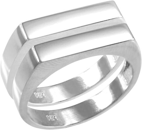 LA BLINGZ Sterling Silver Stackable Rectangle Bar Signet Pinky Ring in Kuwait