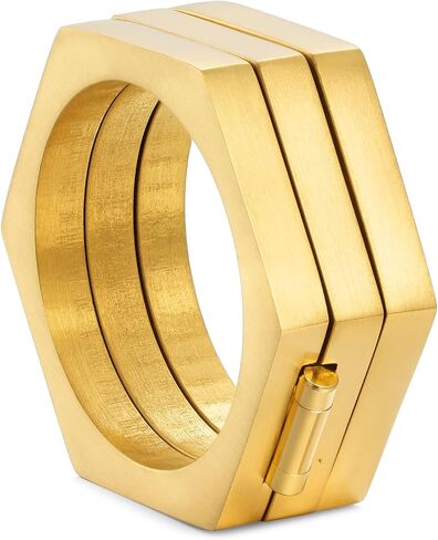 King Will Stainless Steel Men Ring, 8.8mm Width Hexagon Ring Foldable Mechanical Band in Black/Gold/Silver, Geometric EDC Tool Ring Comfort Fit and Durable Size 7-13 in Kuwait