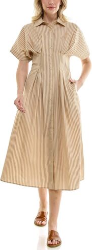 Nicole Miller New York Women's Pintucked Midi Shirtdress Printed with Pockets in Kuwait