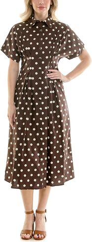 Nicole Miller New York Women's Pintucked Midi Shirtdress Printed with Pockets in Kuwait