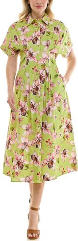 Nicole Miller New York Women's Pintucked Midi Shirtdress Printed with Pockets in Kuwait