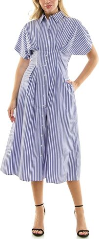 Nicole Miller New York Women's Pintucked Midi Shirtdress Printed with Pockets in Kuwait